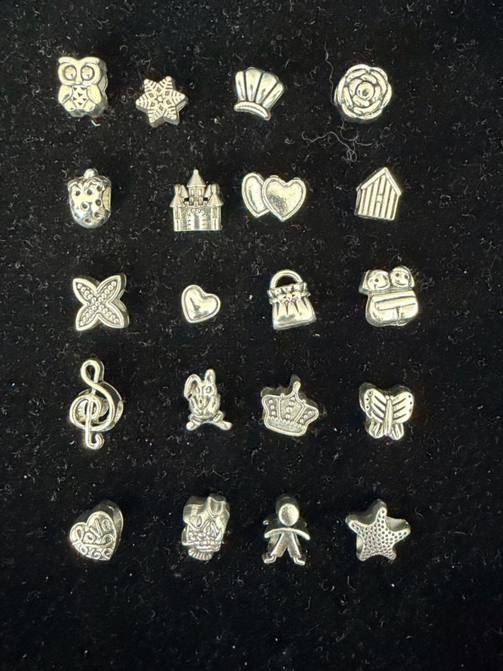 Silver-tone Charm Stud Set - 20 Mini Icons